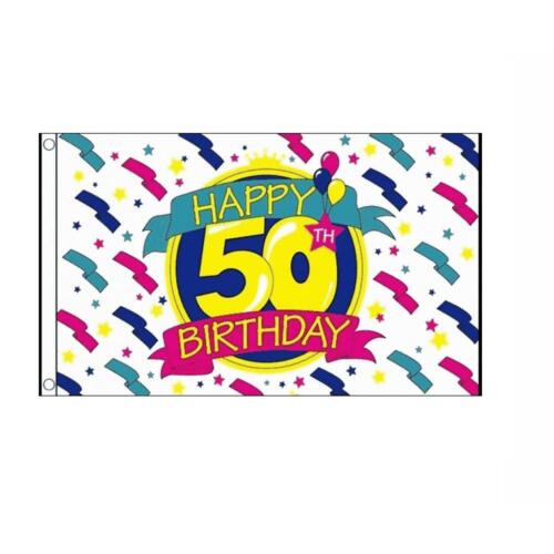 Great for birthday celebrations. Happy 50th Birthday Flag 5 x 3 Ft 