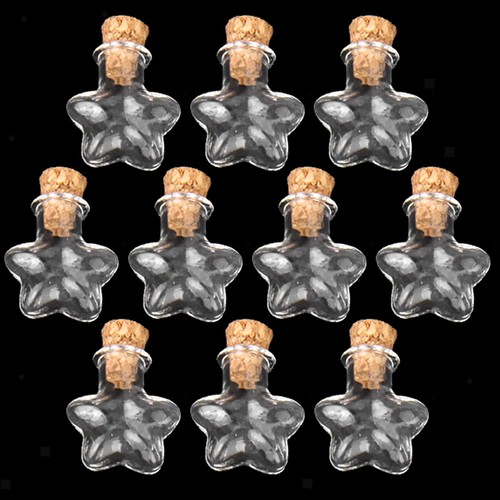 10Pcs Cute Star Shape Glass Vial Bottles w// Cork Crafts DIY Pendants Jewelry