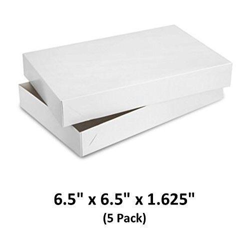 White Gloss Cardboard Apparel Decorative Gift Boxes 6.5x6.5x1.5//8 5 Pack