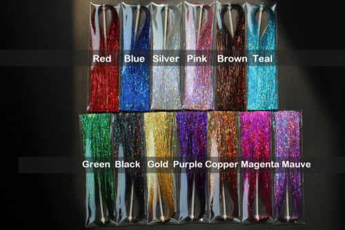 13 Colors Flashabou Holographic Tinsel Laser Mylar Sparkle Fly Tying Materials 