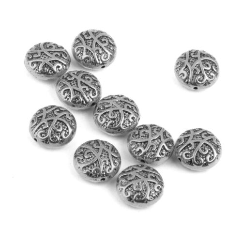 10pc vintage alliage d'argent Charms Sculpté Spacer Beads For Jewelry Making 14 mm 