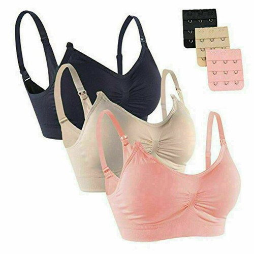 3Pcs Womens Maternity Pregnant Nursing Bra Wireless Seamless Breastfeeding Bras