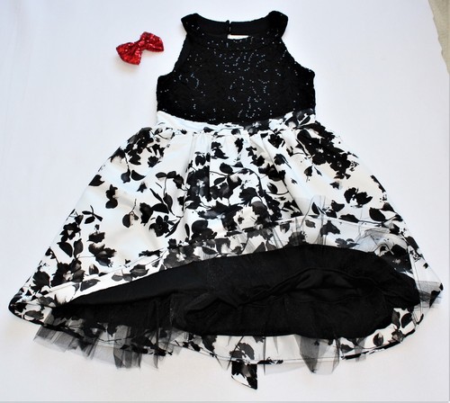 New Sequin Hearts Girls Dress Black /& White Sequin Lace Party Sizes 7 8 10 12 14