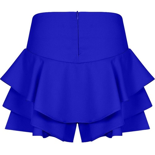 Neu Rüsche Gerüscht Lagig Skorts Hoher Bund Promi Fließend Rock Shorts