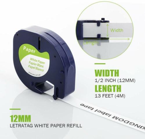 10X kompatibles DYMO LetraTag-Etikettenband 91200 91220 White Letra Tag LT-100H 