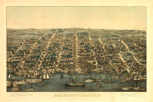 Alexandria Virginia 1863 Antique City Map Rolled Canvas Giclee Print 34x24 in