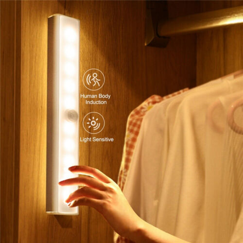 10 LED PIR Motion Sensor Wireless Light Lamp Strip Portable Cabinet Night Closet 