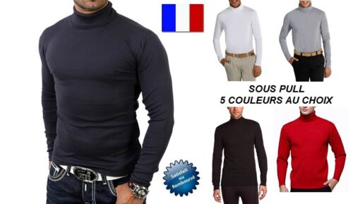 Homme Haut col roulé manches longues pullover pull sweater stretch Shirts