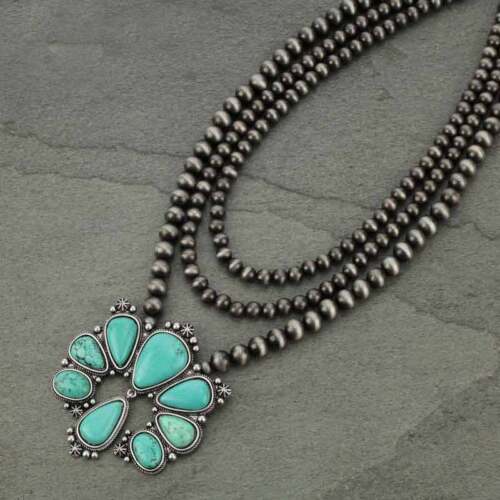*NWT* Squash Blossom Naja Natural Turquoise Necklace-7318210089