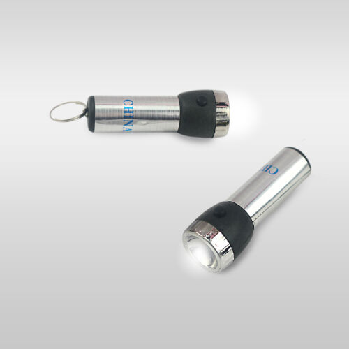 12 X DEL torche Porte-clés Lampe de Poche 7.5 cm SILVER Batterie Incluse Sport Camping