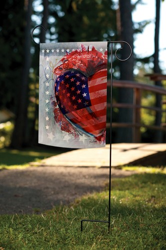 Toland American Heart 12.5 x 18 Patriotic Stars Stripes Garden Flag