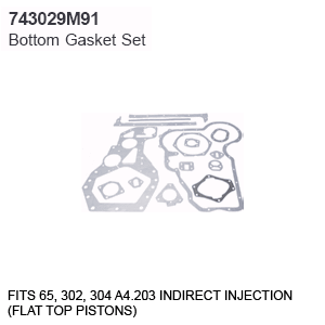 304 743029M91 Massey Ferguson Parts Bottom Gasket Set 65 302