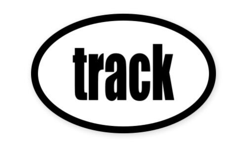 Track  Oval car window bumper sticker decal 5/" x 3/"
