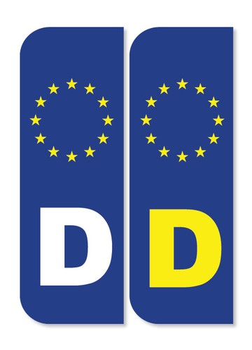 2 X Allemagne Euro Plaque Immatriculation Stickers Vinyle