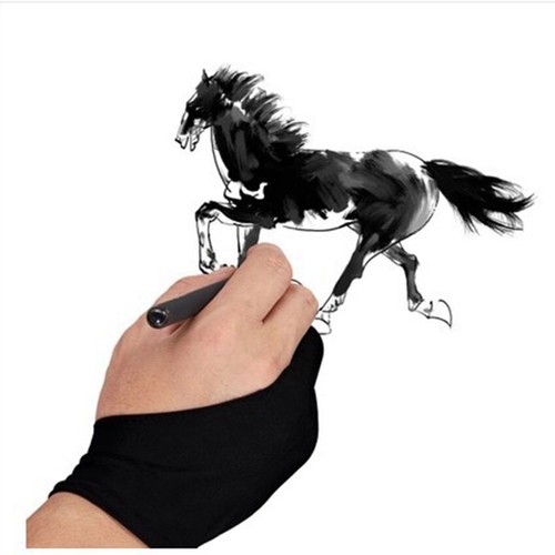 Black Two Finger Anti-fouling Glove For Artist Drawing//Painting//Graphic Unisex