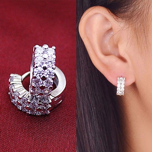 1 Pair Women Fashion Sliver Crystal Rhinestones Lady Jewelry Earrings Gifts