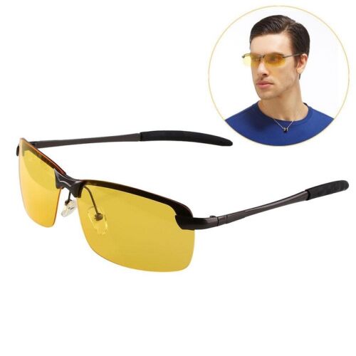 Mens Sports Night Driving Anti Glare Glasses Polarized Yellow Driver Sunglass