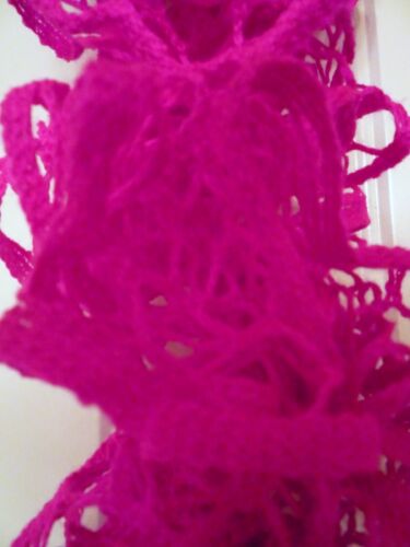Handmade Crocheted Fashion Ruffle Scarf Neon Pink