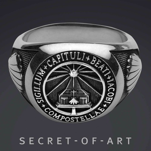James Katholisch Religiös Jakobsweg Ring 925 Silber Road to Santiago Camino St