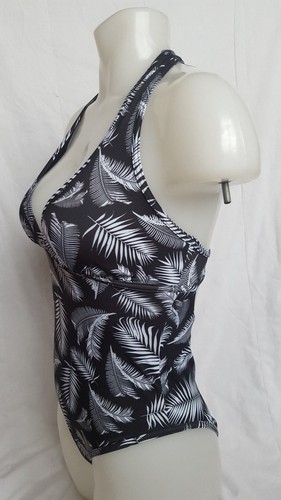 New Ex Branded Fuller Bust Mono Palm Print Plunge V Swimsuit in Multi Beach SE14