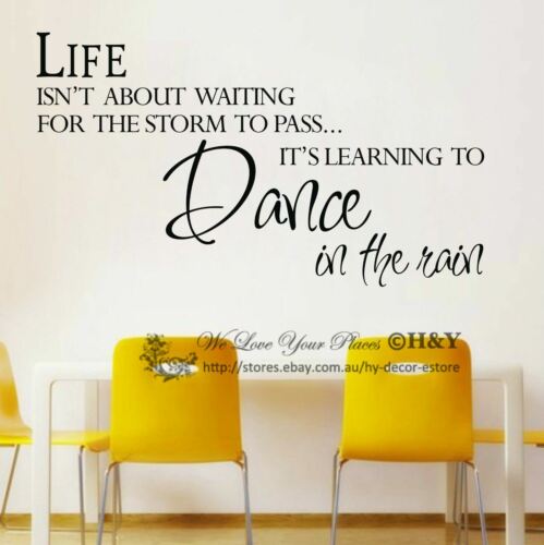 Dance In The Rain Wall Art Quote Removable Stickers Vinyl Decals Home Decor Deco 