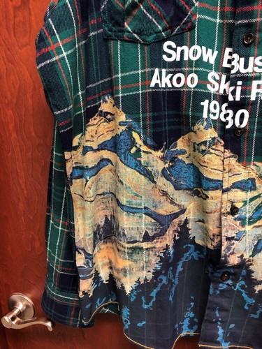 AKOO Flannel Shirt Mens 2XL LS Green Plaid Snow Business Resort Elbow Pads NWT