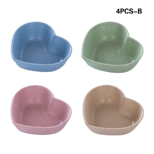 4Pcs Sauce Dishes Lovely Wheat Straw Leaves Heart Shape Appetizer Plates For Bar 