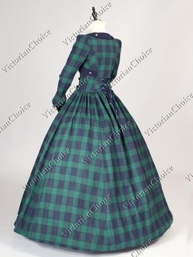 Civil War Victorian 3PC Tartan Vintage Ball Gown Dress Reenactment Theater 187