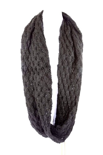 B8 Chunky Super Soft Warm Sweater Yarn Knit Black Infinity Winter Scarf