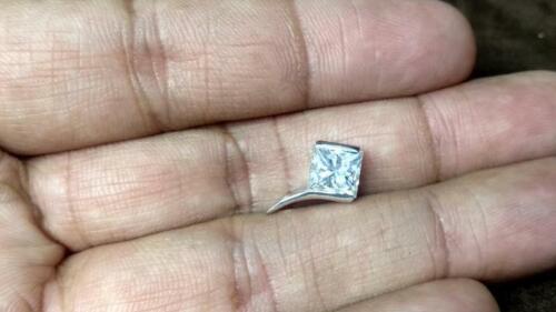 1 Ct Near White Princess Cut Moissanite Only Pendant 925 Sterling Silver