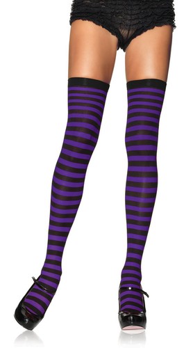One Size Fits Most Womens Nylon Striped Stockings Red And White Striped