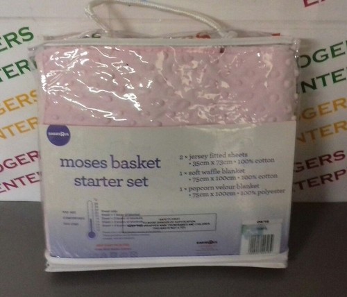Babies R Us Fille Bébé COUFFIN Starter Set 2 Draps Housses 2 couvertures-Rose
