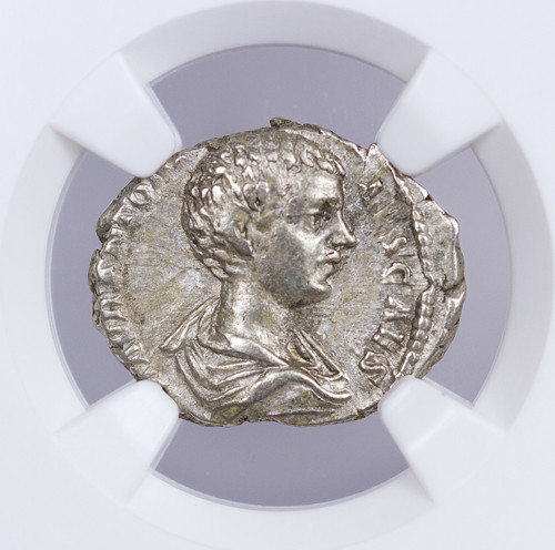 Roman Empire Caracalla AD 198-217 AR Denarius 7 Hills Hoard NGC Ch VF SKU36404