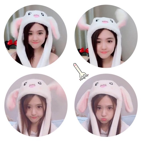 Cute Animal Plush Bunny Hat Interesting Moving Up Down Ears Kids Girls Toys
