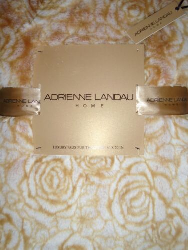 Details about  / Adrienne Landau Faux Fur Throw Blanket Gold Tone Roses Heavy Soft 50 x 70 NWT