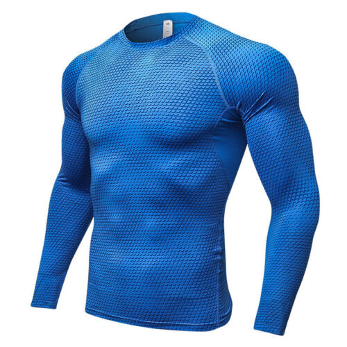 Mens Gym Sport Compression Long Sleeve T-Shirt Base Layer Muscle Cycling Top Tee