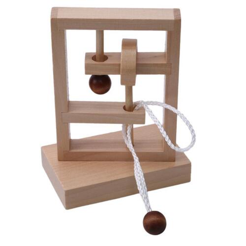 Desk 3D Wooden Rope Loop Puzzle IQ Mind String Brain Teaser Game for Adult Kid Q