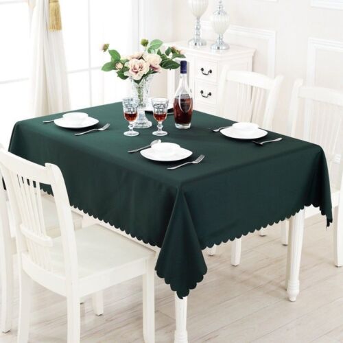 Plain Tablecloth Table Cover Cloth Banquet Wedding Cafes Rectangle Round Fabric 