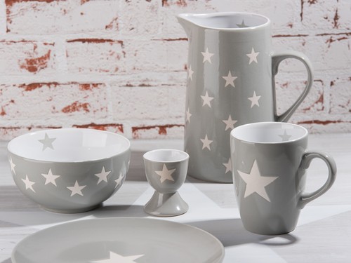 Krasilnikoff Krug Brightest Star gris claro tetera gris estrellas blanco garrafa 1,25 L