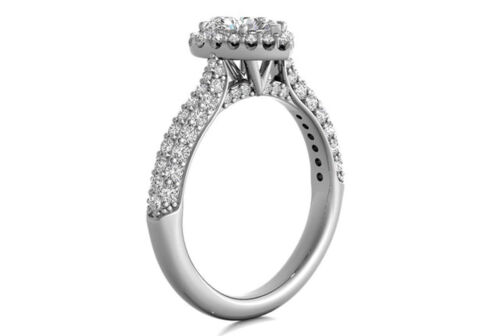 Ct Neat White Heart Three Row Pave Moissanite Diamond Halo Engagement Ring Details about  / 2.01