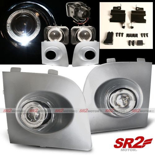Silver Fog Lamp White Halo LED Bumper Lights fits 06 07 Subaru Impreza WRX STI