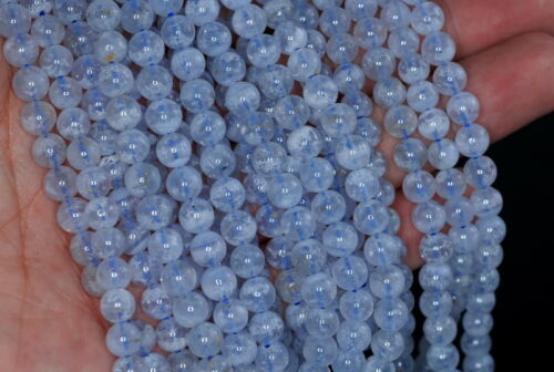 6MM BLUE LACE AGATE GEMSTONE GRADE A  BLUE ROUND LOOSE BEADS 15" 