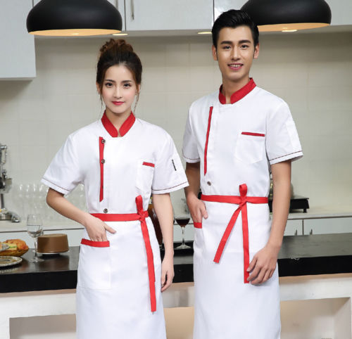 Chef Jacket Coat Chef Uniform Kitchen Short Sleeve Cooker Work Restaurant Jacket