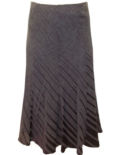 NEW EX M /& S WOMENS UK12 to 18 HEATHER BROWN SATIN STRIPE PANELLED SKIRT