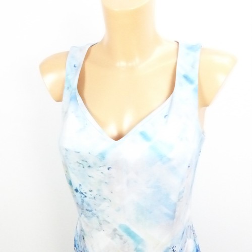 36 COMMA Etuikleid Kleid AOP Print Hellblau Gr