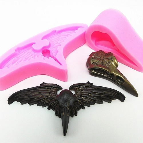 Gâteau De Cuisson Moule ailes Corbeau Crâne Moule en Silicone Fondant Chocolat Résine gypse