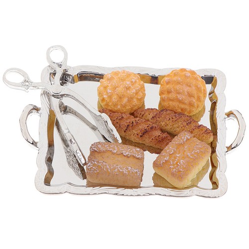 Silver Clip 6 BreaJB 8Pcs 1:12 Dollhouse Miniature Accessories Silver Tray