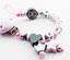 Schnullerkette mit Namen ♥ kl Schwester ♥ Mädchen Baby rosa grau Nuckelkette