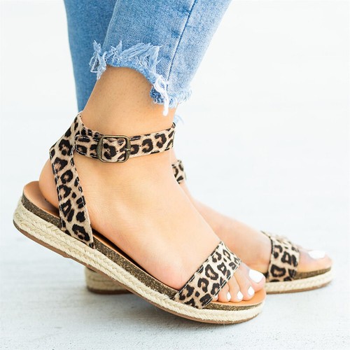 Womens Ladies Shoes Casual Ankle Strap Sandals Summer Flip Flop Flat Low Height