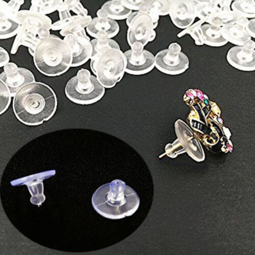 100pcs Soft Clear Silicone Rubber Earring Back Stud Stoppers 11mm 